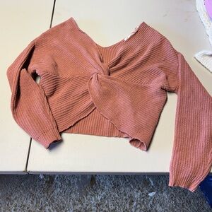 Jessica Simpson Dusty Rose V-Neck Twist-Front Sweater - size medium